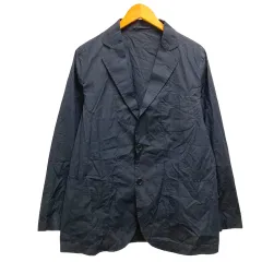 ドレステリア DRESSTERIOR ジャケット テーラード シングル シルク混 長袖 無地 薄手 L 紺 ネイビー