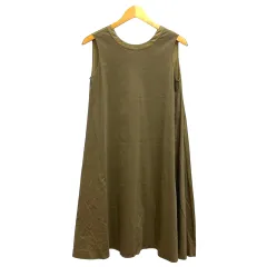 ボールジー BALLSEY トゥモローランド ノースリーブワンピース Aライン フレア バックV ネック ロング丈 無地 36 カーキ