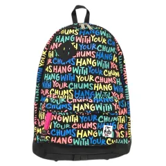 チャムス CHUMS リュックサック バックパック デイパック ロゴ 総柄 黒 ブラック マルチカラー