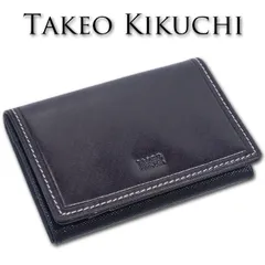 展示品 タケオキクチ TAKEO KIKUCHI 牛革 名刺入れ カードケース シーズン ブラック 黒 メンズ 定価9,900円 レザー 箱なし