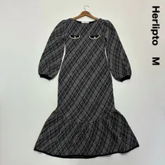 Herlipto ハーリップトゥ☆Vosges Jacquard Knit Dress M ネイビー ニットロングワンピース ボリュームスリーブ マーメイド