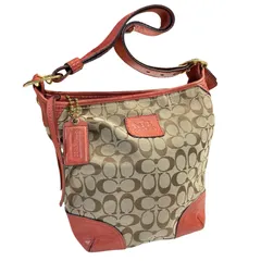 COACH コーチ　シグネチャー ワンショルダーバッグ　レッド (ブラウン)　キャンバス　12390 キングラム[68]