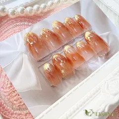 【現品】ネイルチップ　ブラウン　ゴールド　ニュアンス