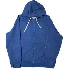 ポロラルフローレン ポニー 刺繍ロゴ 2XL ネイビー系 ブルー系 フルジップ パーカー フーディ オーバーサイズ 羽織りスウェット レディース ユニセックス メンズ 古着 長袖