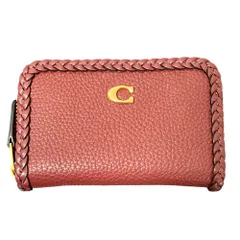 新品同様 COACH コーチ コインウォレット コインケース ミニ財布 ラウンドファスナー ワイン レディース 古着 中古 USED