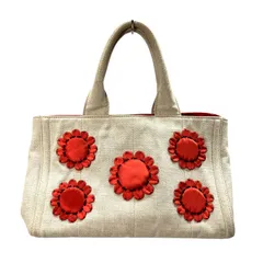 【中古品】PRADA プラダ カナパ フラワートートバッグ ブランド カバン  【180-251116-gm-31-fuz】