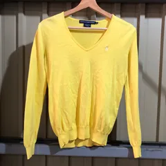 1449 RALPH LAUREN SPORT セーター イエロー S ラルフローレンスポーツ ニット コットン ワンポイント 刺繍ロゴ ポロポニー 古着卸 アメリカ仕入