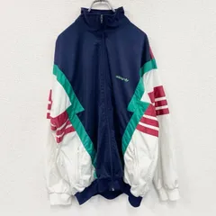 【3点以上まとめ買いで20%OFF】古着 used　～90s　adidas　アディダス　トラックジャケット/ジャージ　ヴィンテージ　マルチカラー　ネイビー　198サイズ