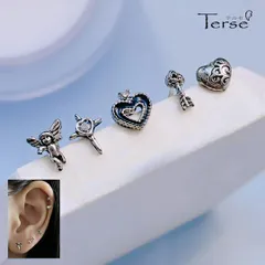 ハート ミニ セットピアス 5点セット ヴィンテージ風 アンティーク調 シルバーアクセ 小ぶりピアス 大人可愛い カジュアルアクセ デイリーアクセ 重ね付け風 個性派アクセ 天使モチーフ 矢モチーフ アローピアス 彼女 プレゼント