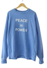 チャンピオン CHAMPION ×MoMA モマ YOKO ONO 小野洋子 オノヨウコ PEACE IS POWER プリント リバースウィーブ スウェット トレーナー L 青ブルー ブランド古着ベクトル 中古250922