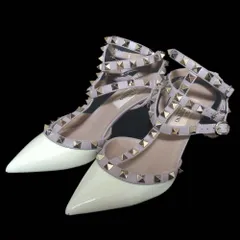 美品 VALENTINO GARAVANI ヴァレンティノガラヴァーニ ロックスタッズ グラディエーター ストラップ ミュール パンプス 34 21cm レディース 古着 中古 USED