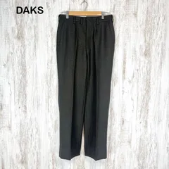 DAKS ダックス ワンポイントロゴ センタープレス ウール スラックス パンツ モスグリーン スーツ ウエスト76