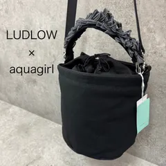 【未使用】LUDLOW × aquagirl ラドロー　アクアガール　別注　ワンハンドル　バッグ　ショルダーバッグ　ハンドバッグ　リボン　フリル　バケツ型　巾着　キャンバス　参考価格：約28000円