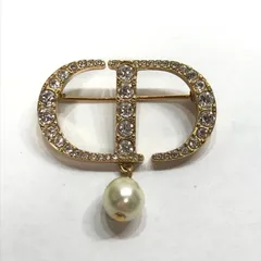 【中古品】 DIOR クリスチャン ディオール PETIT CD ブローチ レジンパール クリスタル アクセサリー 【208-250708-mh-04-fuz】