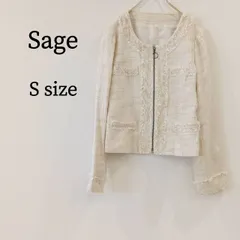 Sage セージ レディース ジャケット ノーカラージャケット ツイード調  長袖 ロングスリーブ ジップアップジップアップ S