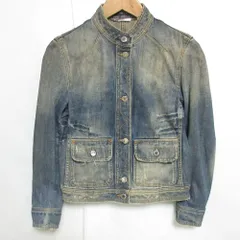 美品 DOLCE&GABBANA ドルチェ＆ガッバーナ ドルガバ ヴィンテージ加工 ショート丈 デニムジャケット Gジャン ブルゾン 40 ブルー系 レディース 古着 中古 USED