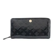 MWK25566 美品 russet ラシット 長財布 ラウンドファスナー 黒 ブラック ロングウォレット エナメル