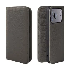 新品 HANATORA for iPhone 17Pro ケース 手帳型 本革 スマホケース スマホ スタンド コードホルダー 付き シュリンクカーフレザー ギフト マグネットなし オリーブグレー PH-17Pro-OliveGray ギフト 誕生日ギフト 女