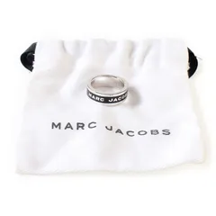 MWK25612 美品 MARC JACOBS マークジェイコブス リング 指輪 ロゴ 14号 シルバー×ブラック ジュエリー アクセサリー
