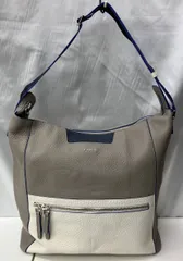 FURLA フルラ 238121 ショルダーバッグ 斜め掛け鞄 ホーボー 灰色系 グレー系 × 白 ホワイト メンズ