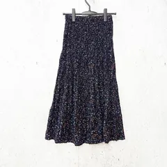 UNIQLO INES DE LA FRESSANGE ユニクロ イネスドラフレサンジュ ロング プリーツスカート ペイズリー柄 コラボ ネイビー Mサイズ ◎〇◇