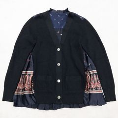 sacai サカイ カーディガン ブラウス ペイズリー プリーツ 異素材 切替
