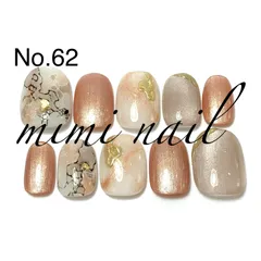 No.62 マグネットカラー＆天然石風ネイルチップ ハンドメイド ジェルコート済