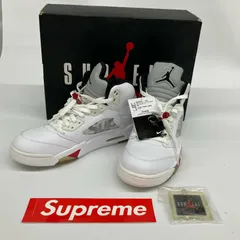 △△NIKE ナイキ シュプリーム×ナイキ JORDAN5 RETRO エアジョーダン５ 28cm 824371-101 ホワイト