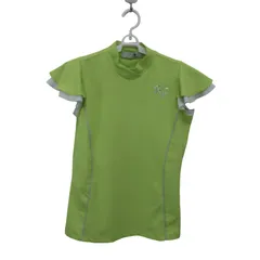 【美品】le coq sportif(ルコックスポルティフ) 半袖モックネックシャツ イエロー レディース L ゴルフウェア 2512-1233 中古