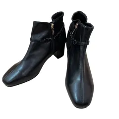 Z1718 【美品】OFUON  オフオン　ショートブーツ　ブーティー　ブラック　黒　レディース　23.5cm