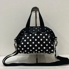 8087　良品　LeSportsac　レスポートサック　 ハンドバッグ　2way　ショルダーバッグ　 エッセンシャル　スモールアップタウンサッチェル　 ドット柄　水玉　ブラック✕ホワイト系　白黒　 モノトーン　ナイロン　軽量　レディース