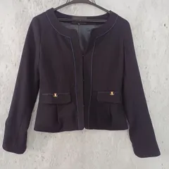 MISCH MASCH ミッシュマッシュ レディース ノーカラージャケット サイズM ブラック×ネイビー ◇〇