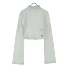 Calvin Klein Jeans (カルバンクラインジーンズ) ハイネック ロゴ刺繍 リブクロップドシャツ ホワイト