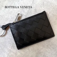 美品 BOTTEGA VENETA マキシイントレチャート フラグメントケース コインケース カードケース レザー ブラック キーリング付き メンズ レディース