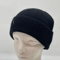 KO3728□POLO RALPH LAUREN ブラック ビーニー ニット帽 ウール