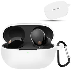 新品 wf-1000xm5 ケース 対応 sony wf-1000xm5 液状シリコン ケース 全面保護 落下防止 キズ防止 耐衝撃 装着充電可能 軽量小型 紛失防止 カラビナ付き カバー（ホワイト）