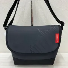 8375　良品　Manhattan Portage　マンハッタンポーテージ　 ショルダーバッグ　斜めがけ　紐調節可能　 グレー✕ブラック系　黒　マグネット開閉　 ネオプレンカジュアルメッセンジャーバッグ　 メンズ　レディース