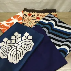 ファッション小物 和装小物 風呂敷 大判タイプ 綿100%＆絹100% 5枚まとめ 中古品 R691
