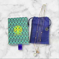 トリーバーチ パール ネックレス レザー×チェーン ロゴ 箱付き