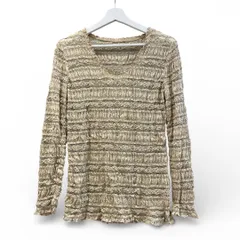 タグ付き 未使用品 Yukiko Hanai ユキコ ハナイ ストレッチレース トップス ベージュ サイズ9 イタリア製生地 シャーリング Uネック 透け感 重ね着 伸縮性 インナー レディース 春 ゴーゴー古着マルイ草加店2989