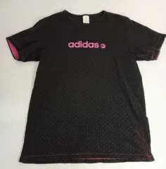 adidas NEO/アディダスネオ　半袖Tシャツ　サイズL　黒×ピンク　ドット柄【中古品】