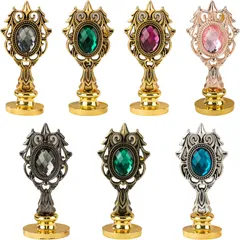 シーリングスタンプ ハンドル 7本セット 宝石 魔法の杖 アンティーク調 金属製 ジュエリー 交換用 持ち手 シーリングワックス 封蝋 招待状 手紙 コラージュ 撮影小物 (マジカルジュエル / 7色セット) 