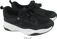 スニーカー レディース レースアップ リボン ラメ 厚底 ブランド 軽量 歩きやすい 厚底 ローカット ウォーキングシューズ myhc4555 ブラック
