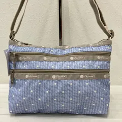 8368　LeSportsac　レスポートサック　 ショルダーバッグ　斜めがけ　紐調節可能　 フェミニンポルカドット　3ZIP　刺繍　 ドット　水玉　水色系　ナイロン　 軽量　レディース
