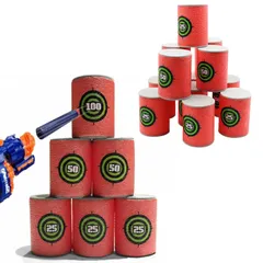 Quikaboo シューティングトイ ターゲット 射撃練習 射的 的当て ソフト弾対応 点数付き 25 50 100 室内 24個セット おもちゃ