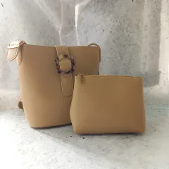 Edit Sheen エディットシーン バッグ アクリル べっ甲 バックル ショルダー トートバッグ ポーチ付き ベージュ 〇□