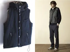 LOOK使用同型 STILL BY HAND スティルバイハンド MOON社/英国製生地 ムーン ウールツイード 中綿/シンサレート 2WAY エコダウンベスト 46