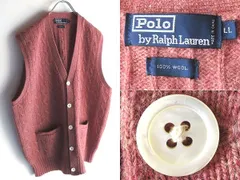 希少カラー 90sビンテージ Polo by Ralph Lauren ラルフローレン ウール ケーブルニットベスト LL メランジピンク VINTAGE 国内正規品