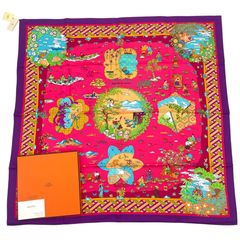 HERMES マハラジャの装身具 140 マゼンダ ピンク 希少 レアスカーフ 