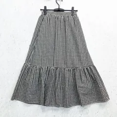 niko and... ニコアンド ギンガム チェック マキシ 切替 スカート ロング フレア ティアード ブラック ホワイト Mサイズ ◎_〇□